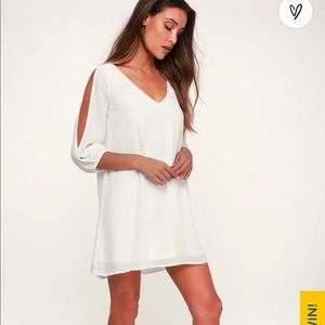 Lulus Shifting Dears White Long Sleeve dress